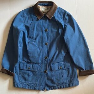 Vintage 90s Blue LL Bean Flannel Lined Barn Jacket Size S